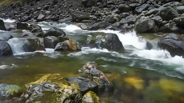 Stream with water flowing over rocks