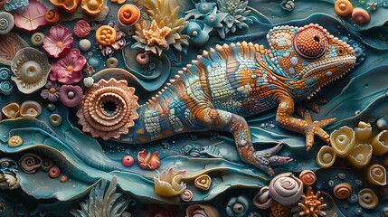 Obraz premium A colourful chameleon