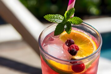 cocktail with strawberry and mint