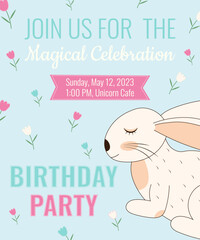 Cute birthday party invitation with bunny	