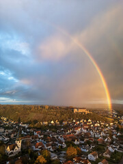 Rainbow's End: A German Village at Dusk