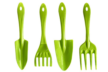 Gardening tools. Spade, Rake and Fork. PNG Design Element. - 773355537