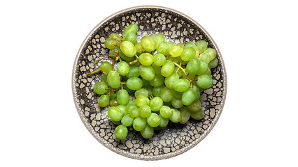 Fresh green Grape in a clay plate. PNG Design Element.  - 773355986