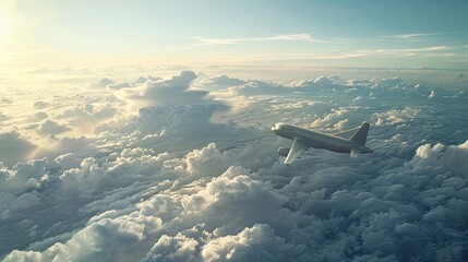 A passenger plane soars above clouds, mapping the globe, igniting dreams of travel and adventure....