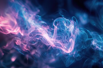 Abstract background of colored smoke or gas in pink and blue tones on a dark background