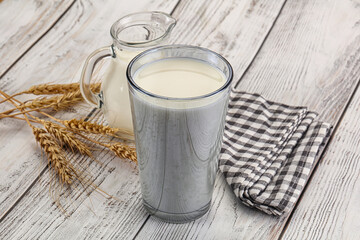 Organic milk in the glass