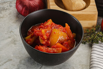 Homemade Lecho with tomato and paprika