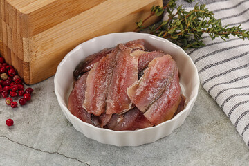 Anchvy canned fish fillet preserve