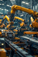 automated construction of cars in a factory robots Generative AI
