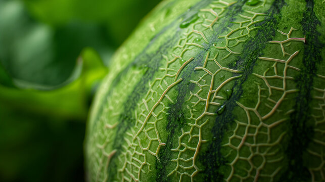 Zbliżenie na zewnętrzną sk&oacute;rkę melona