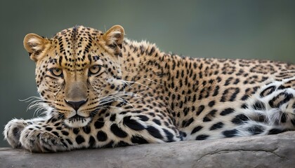 A Leopard With Its Tail Curled Around Its Body Re