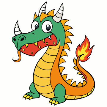 Cute Cartoon Dragon Vector