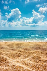 Fototapeta na wymiar Azure ocean sand and blue sky Generative AI