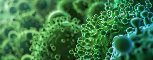 Microscopic bacteria in green color.