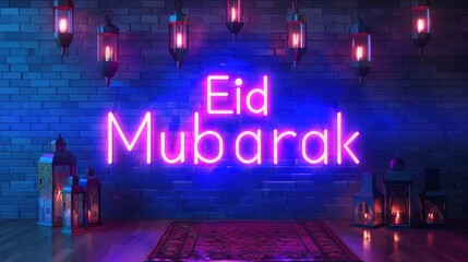 Eid Wishes in neon light