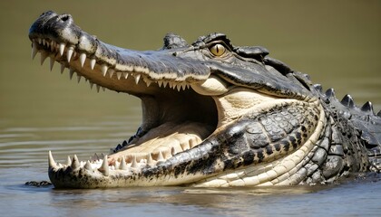 A Crocodile With Its Jaws Open Wide Displaying It