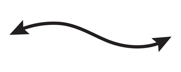 Long arrow vector icon. Black horizontal double arrow.  10 Eps.