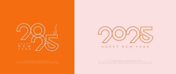 Happy new year 2025 with a unique and elegant thin number design. Premium design 2025 for calendar, poster, template or poster design.
