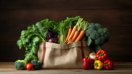  Rustic scene of a farm - to - table grocery bag, filled with earthy root vegetables