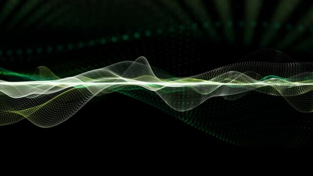Fantastic eco video animation with particle wave object in slow motion, 4096x2304 loop 4K