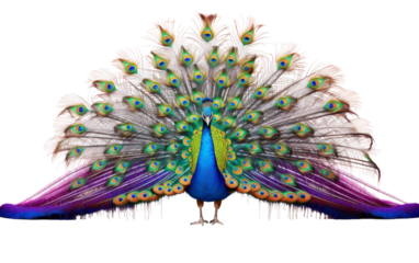 A vibrant peacock showcasing its colorful feathers in a captivating display