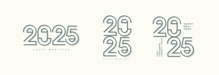 Set of two happy new year 2025 design vector shapes. Clean and unique premium vector.