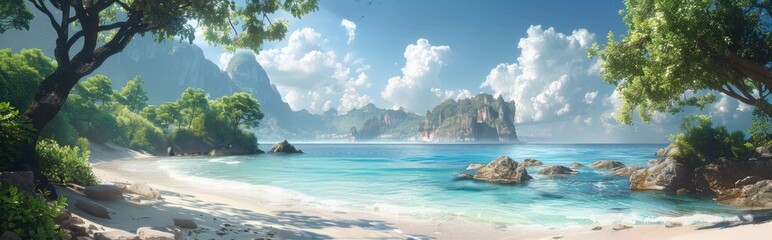 beautiful sandy beach and sea with clear blue sky background amazing beach blue sky