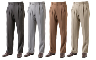 Three mens dress pants in different colors displayed elegantly - obrazy, fototapety, plakaty
