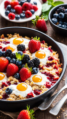 Breakfast: Casserole on berry whey with egg and fresh berries