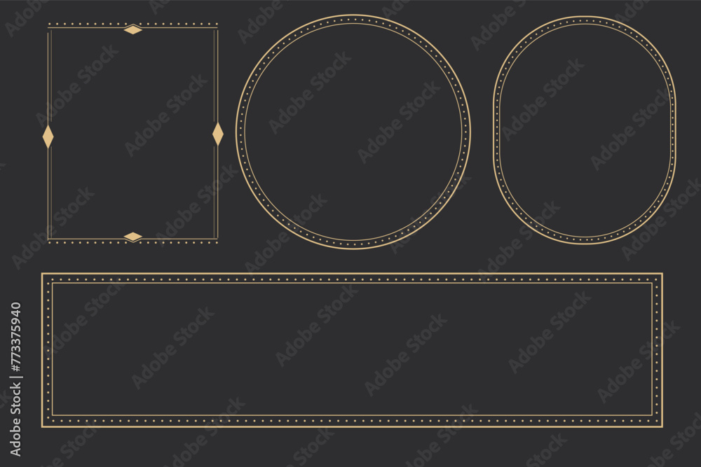 Canvas Prints line golden frame, celestiam minimal esoteric border, mystyc linear decoration with dots, corners is