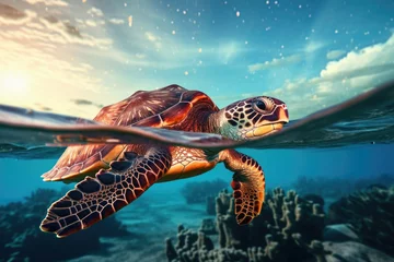 Fototapeten Turtle Underwater © Guizal