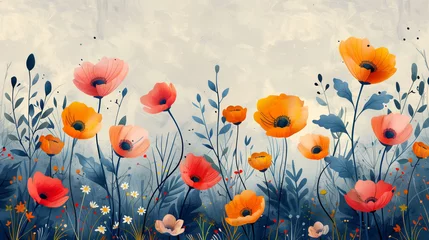 Foto op Plexiglas poppy flowers in the field © Irina