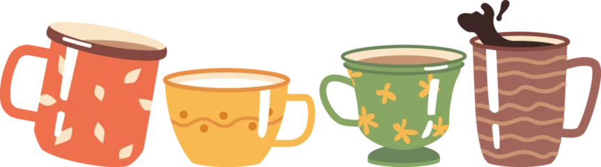 Foto op Plexiglas cups with coffee or tea caffeine warm beverages © Titian