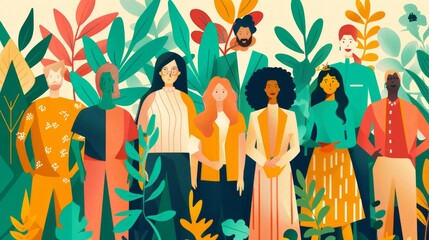 Diversity and inclusion in workplace as team acceptance tiny person concept. Teamwork power with various ethnic, racial and culture groups vector illustration. Business staff employment tolerance