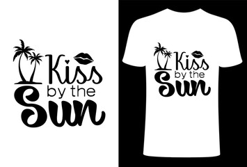 Kiss by the sun, Summer  T- shirt Design, , Summer typography, vibes, Sun, fashion ,print vector T-shirt Design, Shady beach Summer Sunshine on my Mind T-shirt - obrazy, fototapety, plakaty