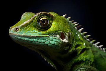 Closeup of Chameleons angry face wildlife - Ai Generated