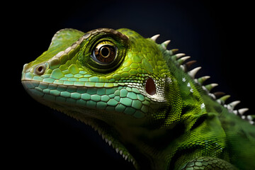 Fototapeta premium Closeup of Chameleons angry face wildlife - Ai Generated