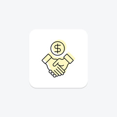 Business Partnership icon, partnership, business, collaboration, teamwork color shadow thinline icon, editable vector icon, pixel perfect, illustrator ai file