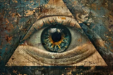 Foto op Aluminium Eye of Providence. All-seeing God's eye. AI Generated © Serhii