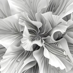 Abstract grayscale floral geo - Ai Generated