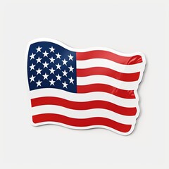 American flag sticker on a white background. Concept country, politics, world champion, Olympics, competition, elections, president, banner, nation, symbol, travel, citizenship,usa,football,sport.