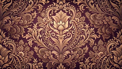 Tuinposter Step into a world of luxury and refinement with the intricate Damask pattern, characterized by its richly detailed designs and sumptuous texture, adding an air of sophistication and opulence to any se © Vivianalens