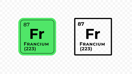 Francium, chemical element of the periodic table vector design