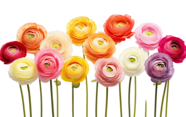 A vibrant collection of assorted flowers blooming atop a single stick, reaching towards the sky