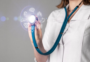 Full medical checkup, examination concept. Checking, examining all organs in hospital