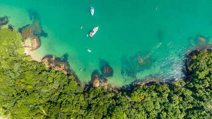 Bombinhas Beach in Santa Catarina. Aerial view taken with a drone. Brazil.