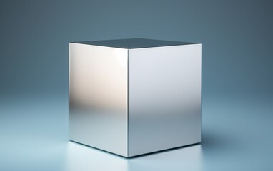 On a table, a sleek silver cube catches the light, its surface reflecting a fascinating array of patterns