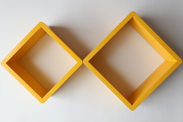 Yellow frames with shadow on wall with 3d effect
