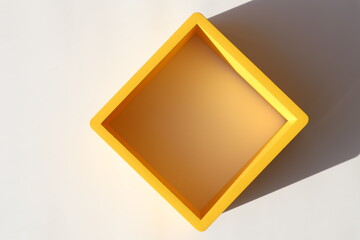 Yellow frame with shadow on wall with 3d effect