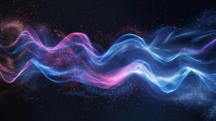 Abstract background with black, blue and purple space waves, digital illustration - obrazy, fototapety, plakaty